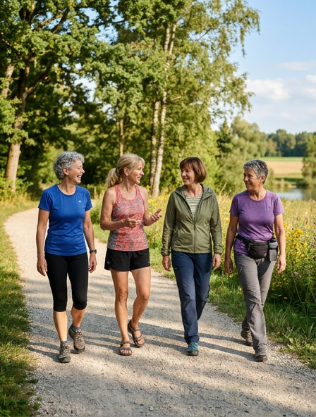 Frau bewegt sich im Sommer an der frischen Luft
