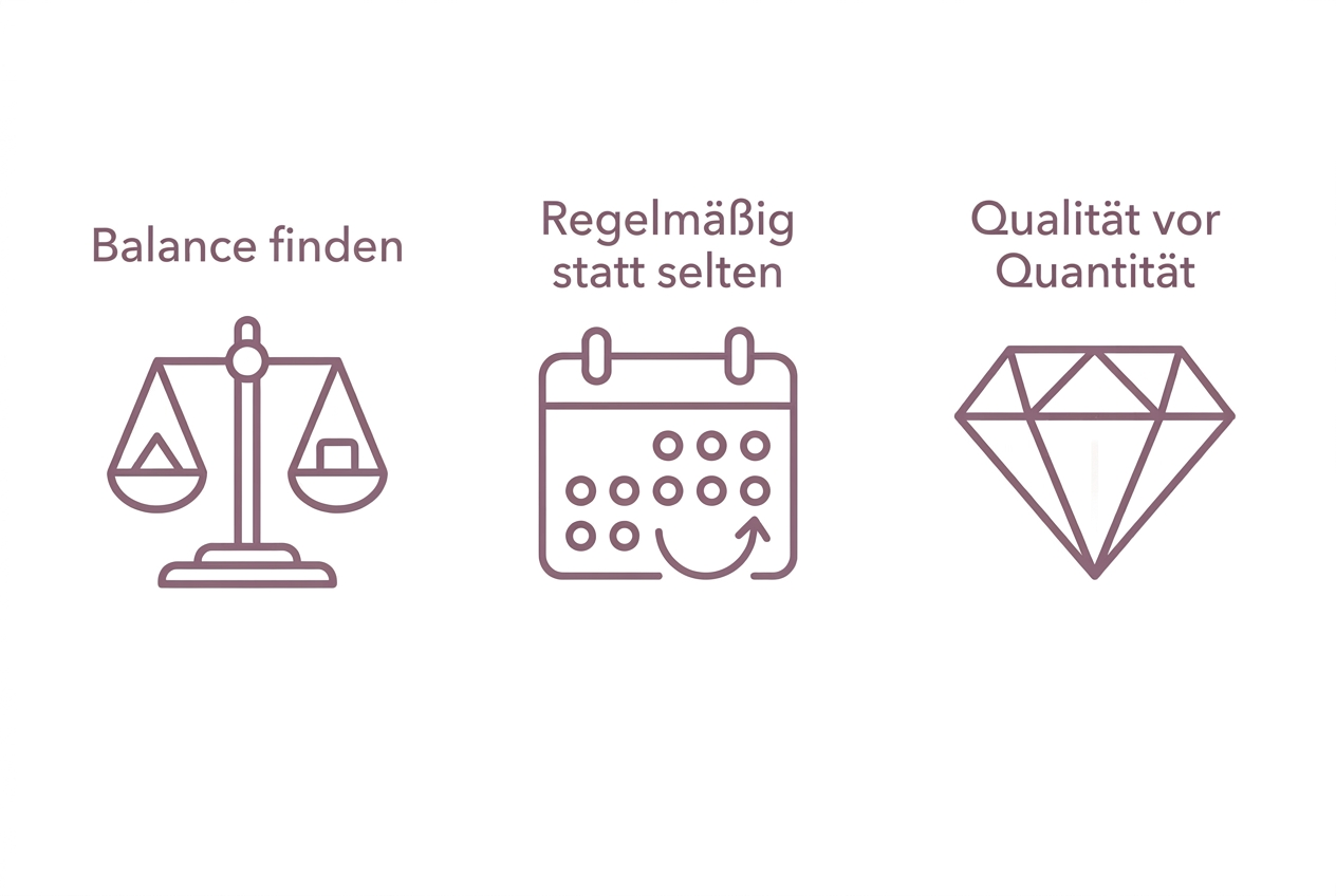 Balance finden, Regelmäßig statt selten, Qualität vor Quantität