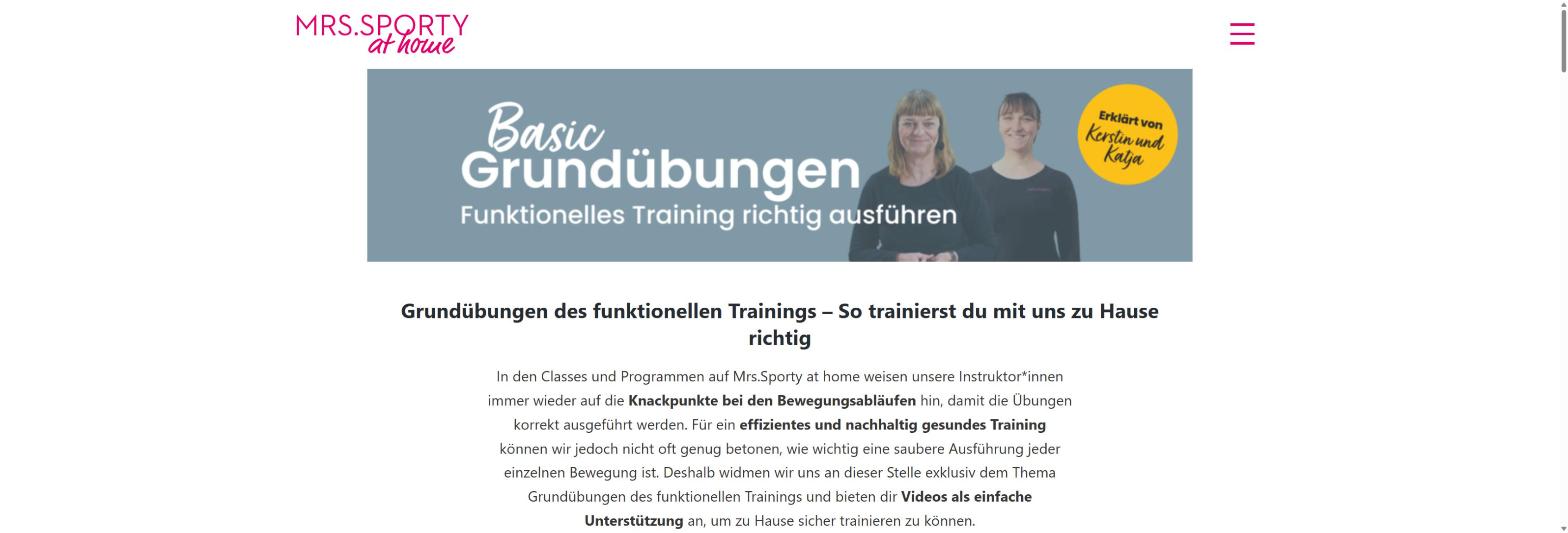 Bildschirmfoto: das Programm Grundübungen