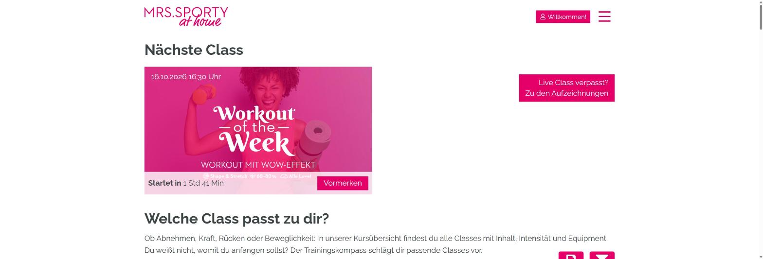 Bildschirmfoto: Live Classes mit der nächsten Class