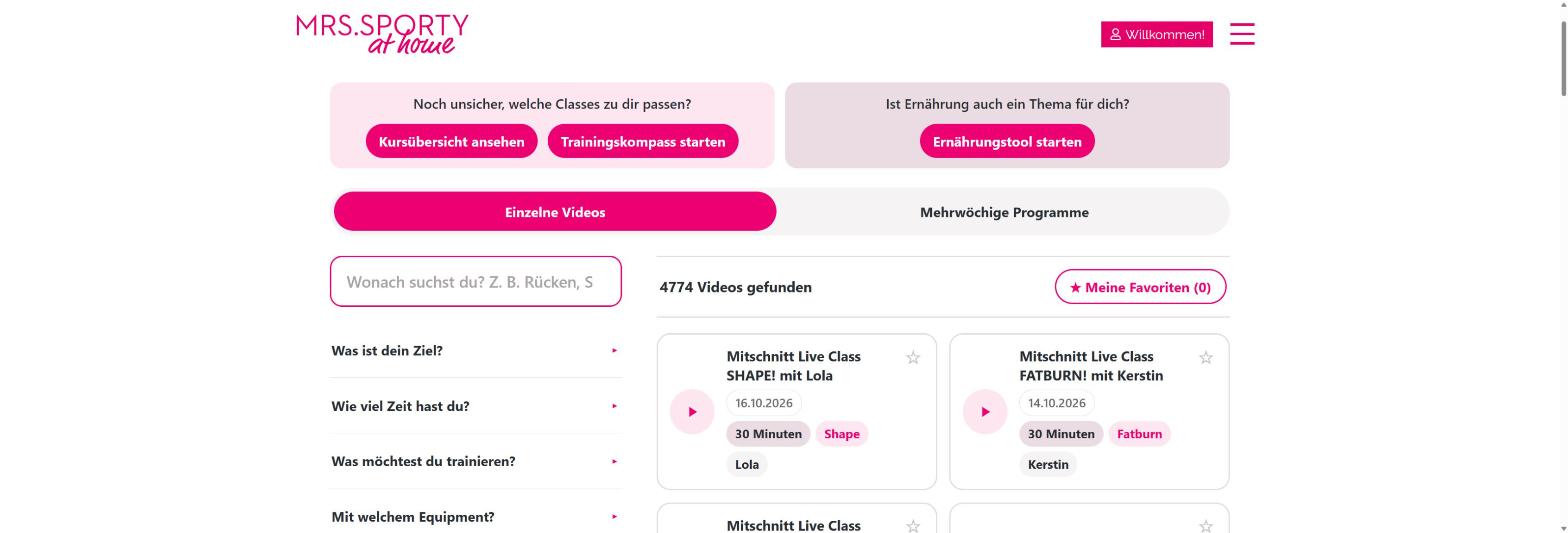 Bildschirmfoto: die Mediathek-Suche mit Filtern
