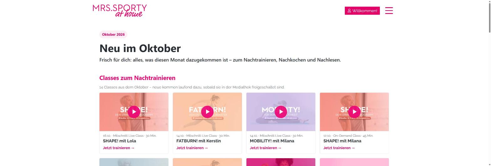 Bildschirmfoto: Neu im Oktober