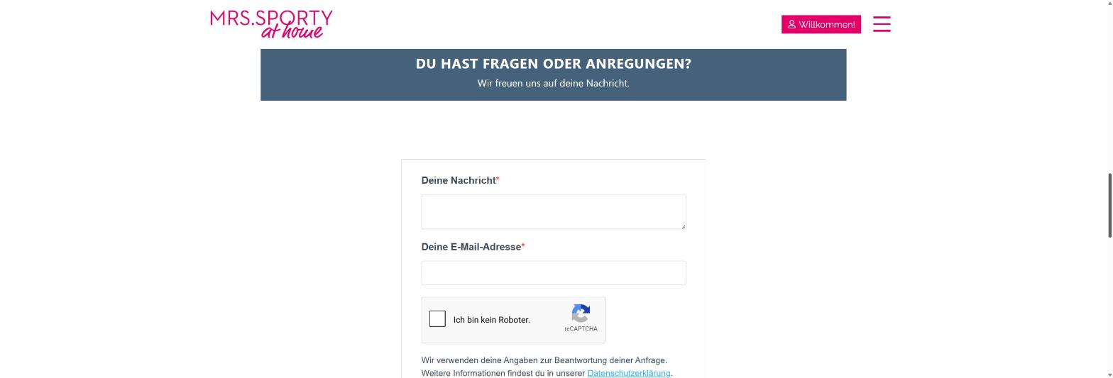 Bildschirmfoto: das Kontaktformular im Support